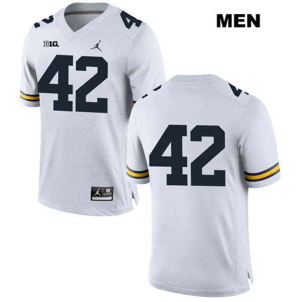 Men's NCAA Michigan Wolverines Ben Mason #42 No Name White Jordan Brand Authentic Stitched Football College Jersey GW25J80RA